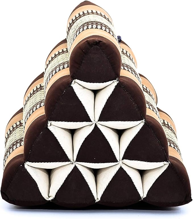 Leewadee Triangle Cushion – Comfortable Backrest for TV or Reading, Incline Pillow for Relaxing Made of Kapok, 20 x 13 x 13 inches, Brown - Bloomnest