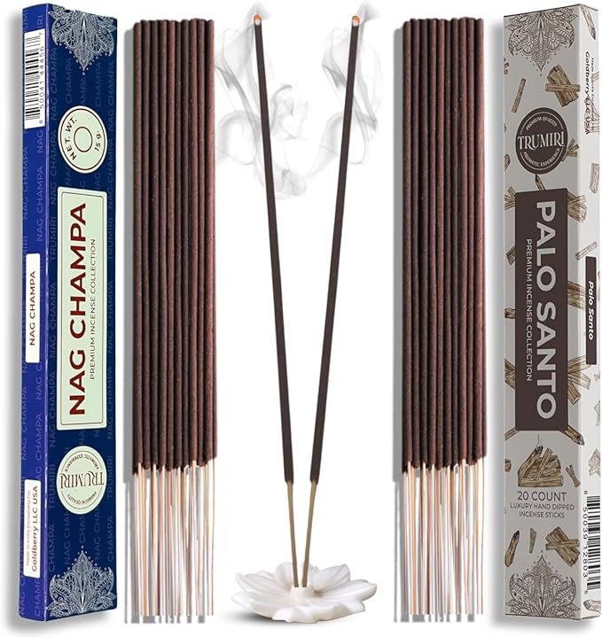 Trumiri Incense Sticks - Combo Pack of 35 Insence-Sticks - 15 Nag Champa + 20 Palo Santo - Insenses - Insents - Incents - Inscense - Incence - Incienso - All Natural Incense Sticks TRUMIRI