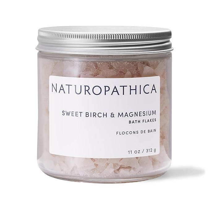 Naturopathica Sweet Birch and Magnesium Bath Flakes, Soothing Daily Bath Soak for Muscle Discomfort, Bathing Alternative to Epsom Salt, Relaxing Tension Relief Soak for Men and Women, 11 oz - Bloomnest