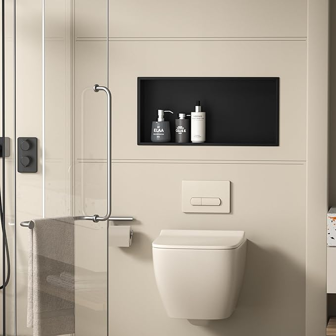 Stainless Steel Shower Niche 24" X 12" Matte Black No Tile Needed Niche Shower for Bathroom Storage Recessed Wall Niches Bathroom Shelf Over Mount Installation - Bloomnest