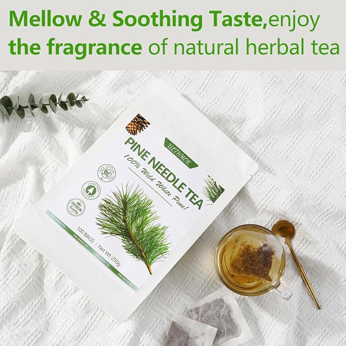 Premium 100 Pine Neddle Tea Bags,100% Picked from Natural Wild Pine Neddle, No Caffeine & No Additives. - Bloomnest