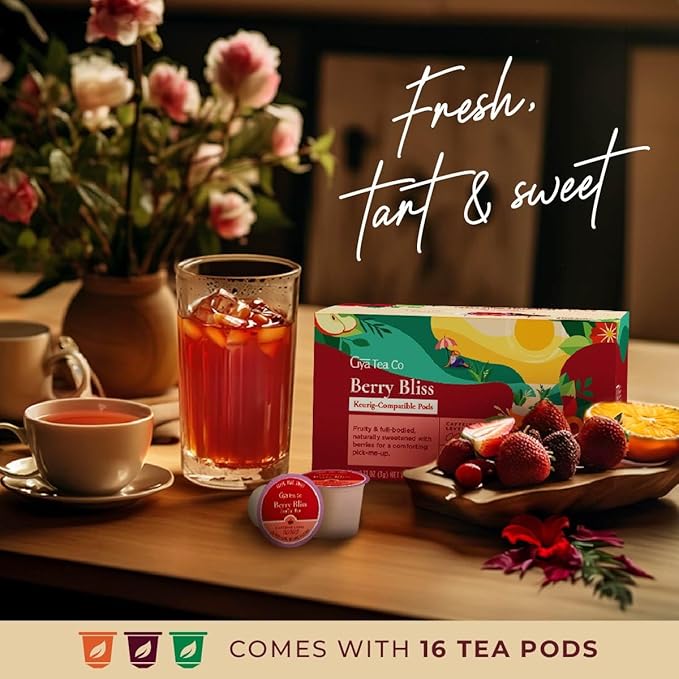 Gya Tea Co Berry Bliss Herbal Tea Pod (16 Count)- Decaf Wellness Tea for Body Comfort & Relaxing - Bloomnest