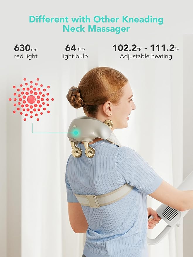 SKG Neck Massager for Pain Relief Deep Tissue Shiatsu Neck and Shoulder Massger with Heat Flex Massager H7 Ultra E - Bloomnest