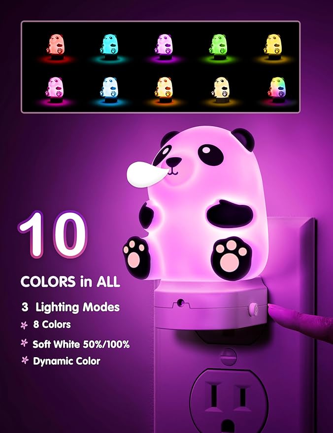 L LOHAS LED Night Light for Kids, 3D Cute Night Light Plug in, Dusk to Dawn Nursery Night Lights, RGB+Soft White 3000K, 3 Lighting Modes, Room Decor, Children - Bloomnest