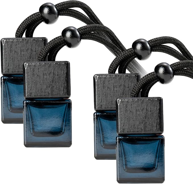 4 Pack Empty Hanging Car Air Freshener Bottles, Refillable Essential Oil Diffuser for Car & Office, Aromatherapy Decor Cube - Bloomnest