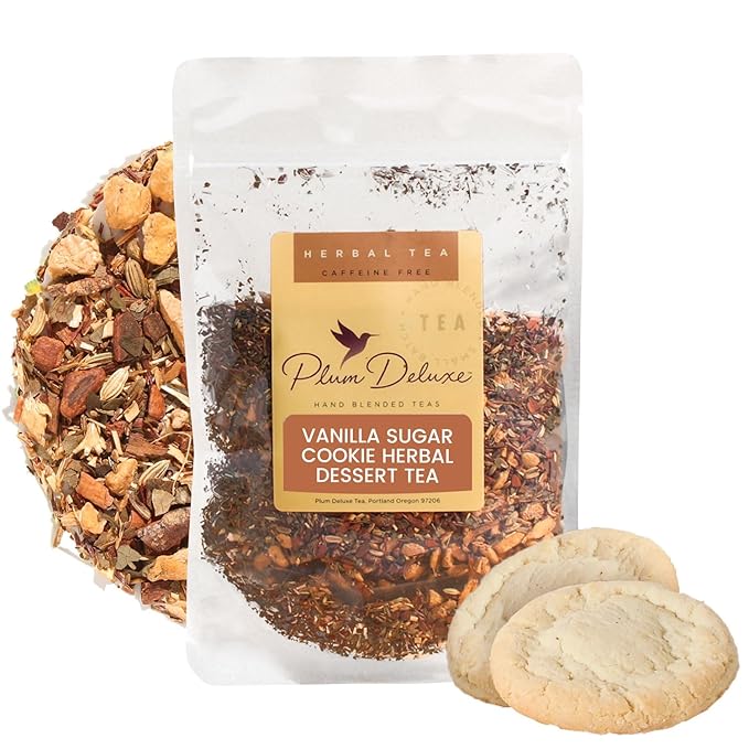 Vanilla Sugar Cookie Herbal Tea – Caffeine-Free Loose Leaf Blend with Rooibos, Vanilla and Cinnamon – Naturally Smooth Flavor, No Added Sugar – 60 to 80 Cups – Small Batch USA – Plum Deluxe - Bloomnest