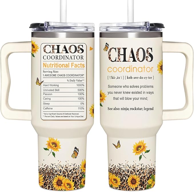 Administrative Professional Day Gifts - Thank you Gift for Boss lady, Assistant, Secretary - Chaos Gifts For Women - Admin Professionals Day Gift - Tumbler 40oz With Handle - Bloomnest