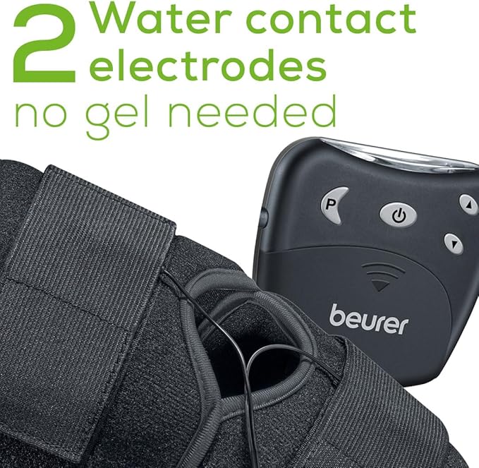 Beurer EM29 2-in-1 Knee and Elbow TENS Machine for Pain Relief with 20 Intensity Levels, 4 Programs, and Reusable Water Contact Electrodes, Digital Muscle Stimulator Device