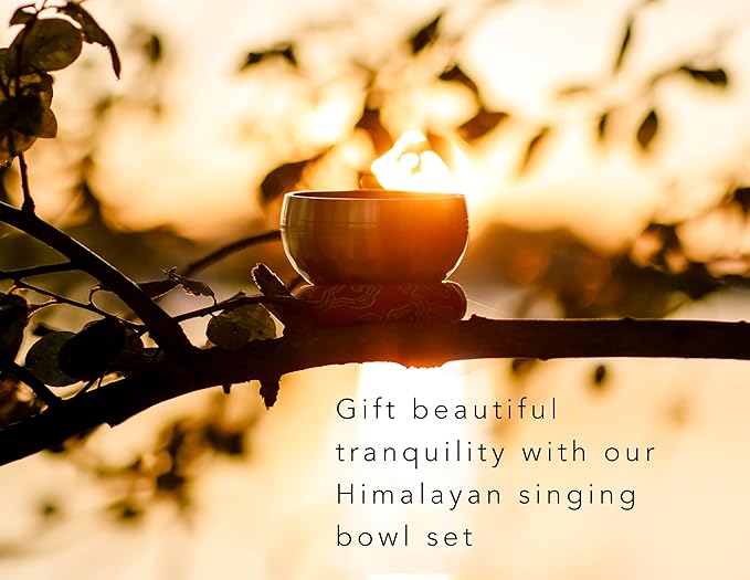 Tibetan Singing Bowl Set – Handcrafted Meditation Bowl from Nepal with Cushion, Wooden Striker & Elephant Figurine –Authentic Nepal Sound Meditation Bowl Small Chakra Sound Healing Gift Bloomnest