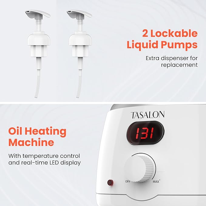 TASALON Professional Massage Oil Warmer with 2 Lockble Pump, 750ml Digital Massage Oil Heater, Electric Lotion Warmer Dispenser, Automatic Heated Lotion Dispenser for SPA, Salon, Barber, Home Use - Bloomnest