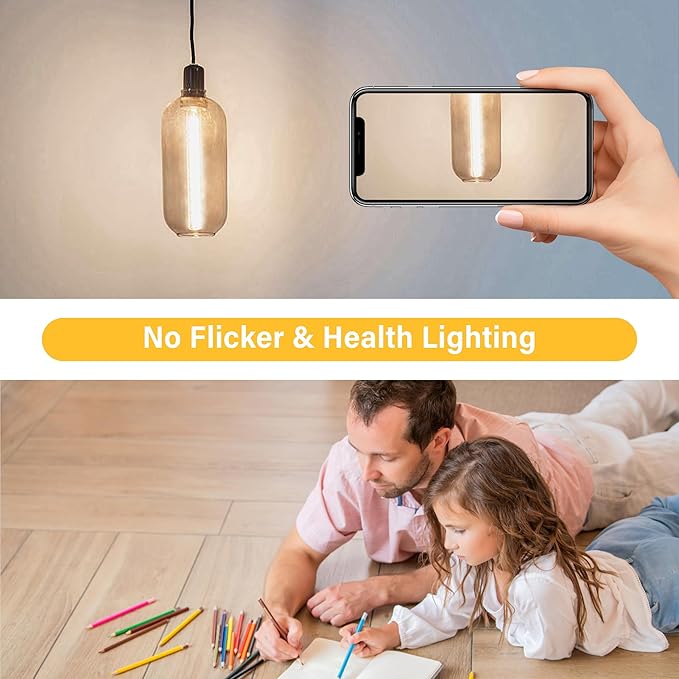 11.8IN 1000LM 2700K Soft White Light Bulbs E26 Base, T10 T9 Edison Bulbs Dimmable 8W, AC 120V 100 Watt Equal Filament Bulb, Vintage Clear Glass Long Tubular LED Bulb, UL Listed - 4Pack - Bloomnest