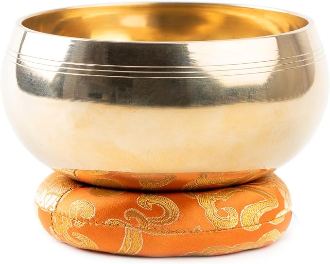 Tibetan Singing Bowl Set - 5" Plain Sound Bowl with Gift Box - Easy To Play for Beginners - Authentic Handcrafted Mindfulness Meditation Chakra Healing Holistic Sound 7 by Himalayan Bazaar - Bloomnest