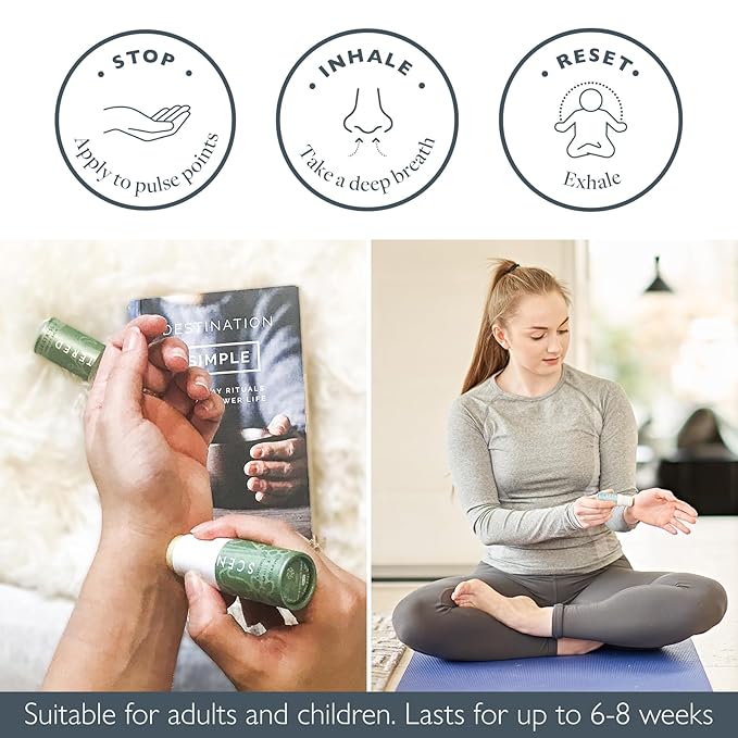 Scentered Aromatherapy Balm Stick Duo for Stress-Relief & Meditation - Roll On Essential Oil Blends of Frankincense, Oud, Chamomile - Aromatherapy Gifts for Women - De-Stress & Escape - Bloomnest