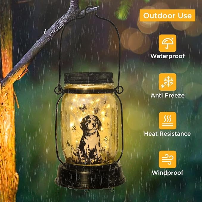 Beagle Gifts for Women/Men Beagle Solar Lanterns Dog Mom Birthday Dog Lovers Lantern Pet Loss Pet Memorial Lights Solar Garden Decoration Outside for Yard, Patio,Backyard,Porch - Bloomnest
