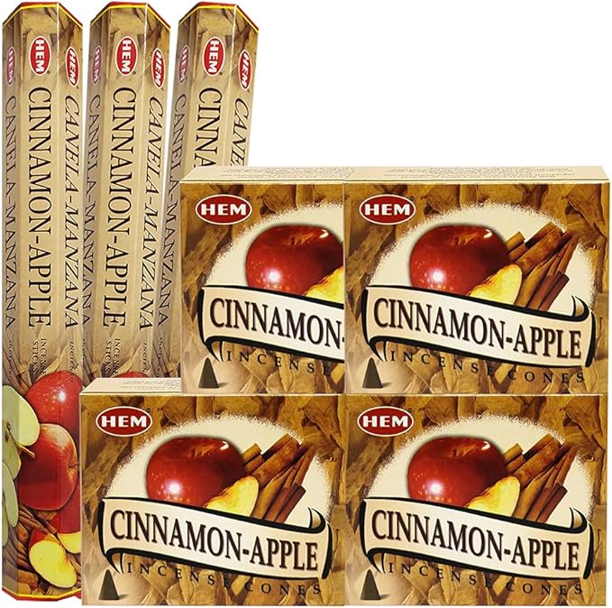 Cinnamon Apple Incense Sticks and Cone Incense Holder Variety Pack Bundle insence insense insienso TRUMIRI