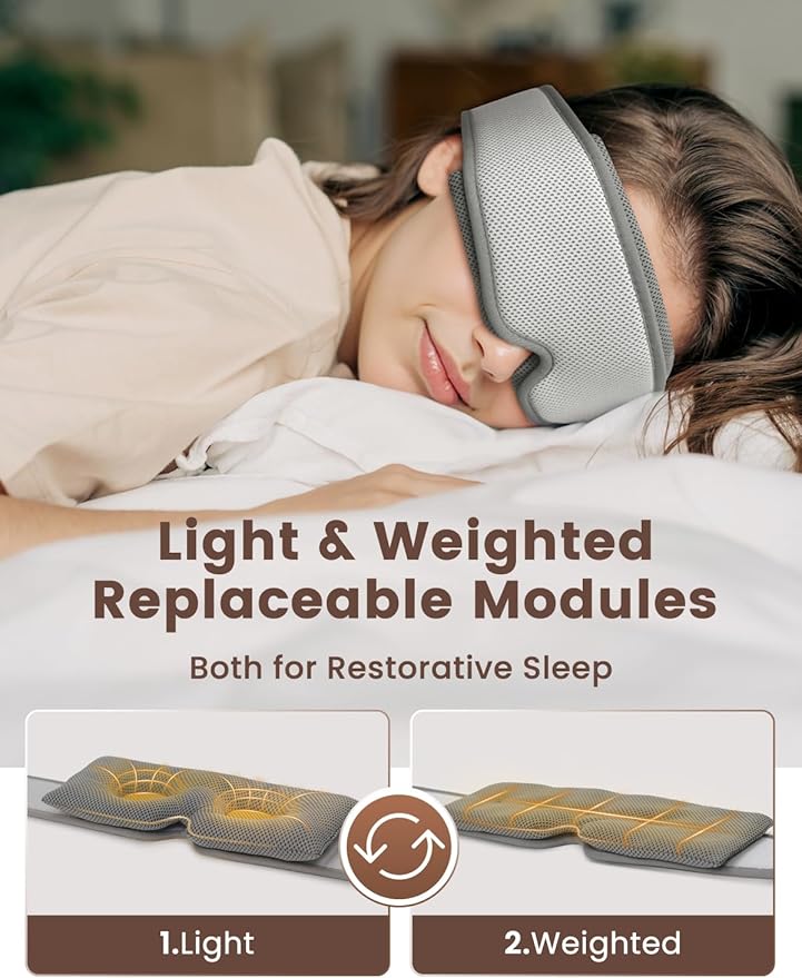 Weighted Sleep Mask for Women Men, Light Block Eye Cover, Gentle Pressure for for Sleeping, Traveling & Relaxation - Bloomnest