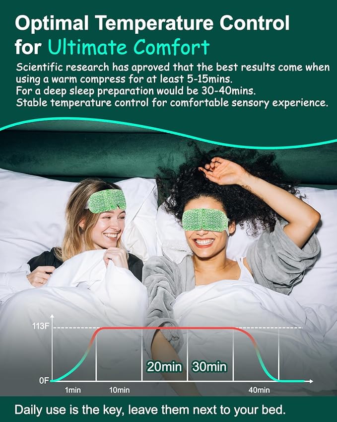 16 Packs Steam Eye Masks for Dry Eyes, Self Heating Warm Compress for Eyes Fatigue & Puffiness Relief, Disposable Heated Eye Mask Travel Essentials, Spa Relaxation Set for Women Christmas, Unscented - Bloomnest