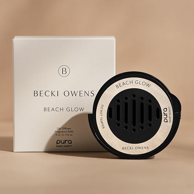 Pura and Becki Owens - Car Scent Refill for Diffusers - Premium Fragrance for Smart Diffuser - Long-Lasting Spring & Summer Car Accessory - Up to 30 Days of Scent - Beach Glow - Bloomnest