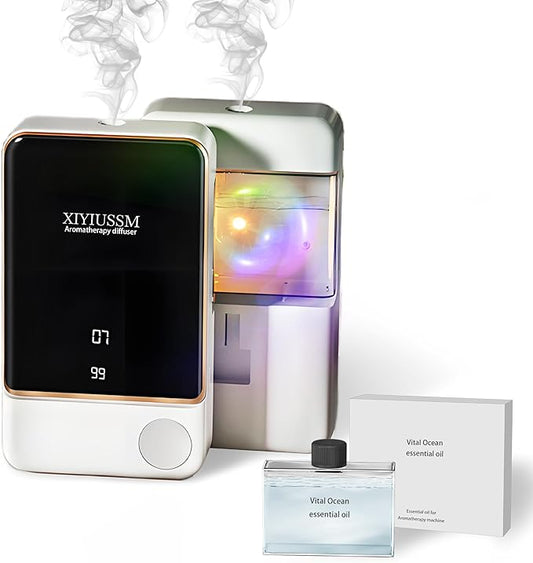 Waterless Essential Oil Diffuser for Home & Office Cordless Battery Operated Aroma Diffuser with 7 Mist Levels, Ultrasonic Air Freshener for Large Rooms Bedroom Bathroom Car Small & Portable - Bloomnest