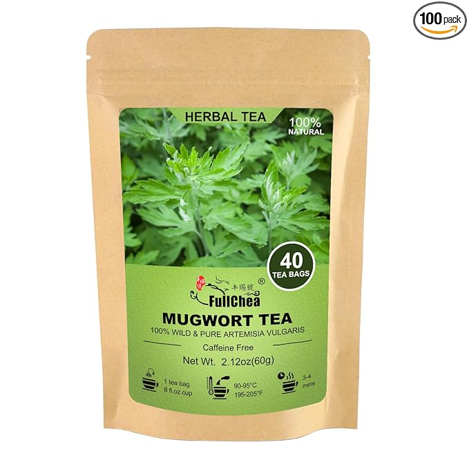 FullChea - Mugwort Tea Bag 40 Teabags, 1.5g/bag - 100% Pure Mugwort leaves Herbal Tea - Rich In Antioxidants - Bloomnest