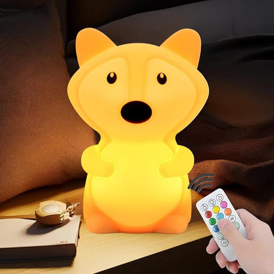 Large Size Fox Night Lights for Kids Animal Bedside Lamps, Decorative Lights, Mood Light, Soft Light, Portable Color Changing Gift for Children Girls Boys Student Teen - Large - Bloomnest