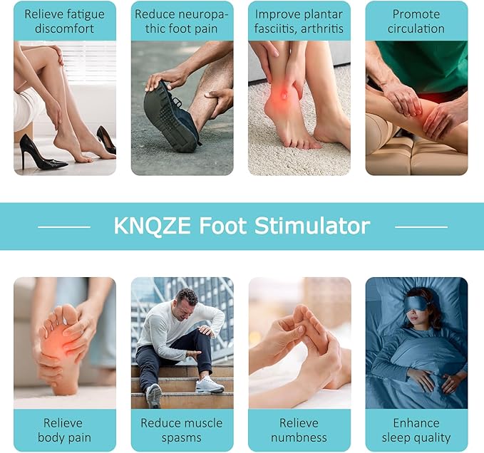 KNQZE Foot Massager for Neuropathy, TENS + EMS Foot Stimulator for Circulation, 10 Modes + 20 Intensities, Wireless Remote, Neuropathy Pain Relief for Feet, Plantar Fasciitis, Gifts for Mom & Dad - Bloomnest