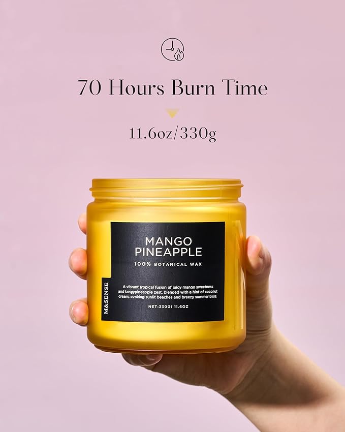 M&SENSE Mango Pineapple Tropical Scented Candle - 11.6oz Natural Soy Wax Non Toxic 70-Hour Burn 2-Wick Fruit Scent for Home, Housewarming Gifts - Aromatherapy Candle for Women, Men & Family Friends - Bloomnest