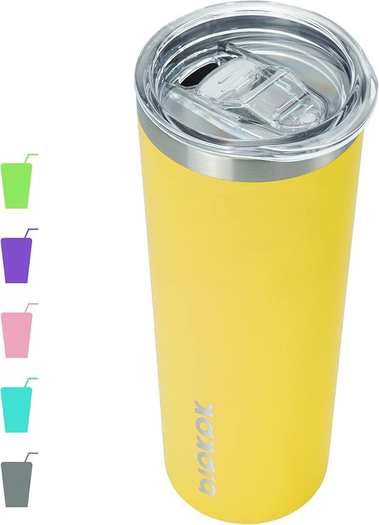 BJPKPK Yellow Skinny Stainless Steel Tumblers 20 oz Vacuum Insulated Reusable Tall Coffee Travel Tumbler Cup with Lid - Bloomnest