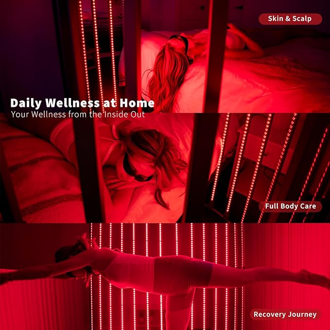 360° Full Ring Red Light Therapy Lamp, Full Body Infrared Light 660nm+850nm (2x850+1x660) for Face & Body, Head-to-Toe Coverage, Stable Frame MicroENE
