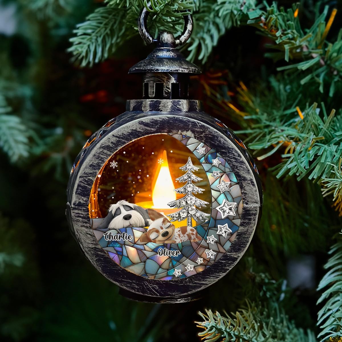 WRAPPINESS Personalized Sleeping Dog Christmas Lantern for Dog Lovers, Memorial Lantern Loss of Dog, Deepest Sympathy Gift for Pet Loss, Hardest Goodbye Dog Remembrance Gift