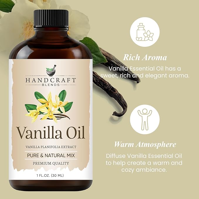 Handcraft Blends Vanilla Essential Oil – 1 Fl Oz – Pure and Natural Mix – Premium Grade Essential Oil for Diffuser and Aromatherapy, Skin, Massage, Candle and Soap Making Fragrance - Bloomnest