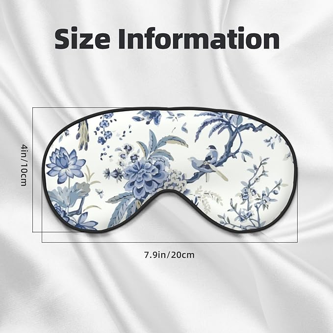 Sleep Eye Mask Vintage Blue Floral Sleep Mask for Women Men Comfortable Eye Mask with Adjustable Strap Soft Eye Cover Blindfold for Travel Yoga Nap Shift Work - Bloomnest