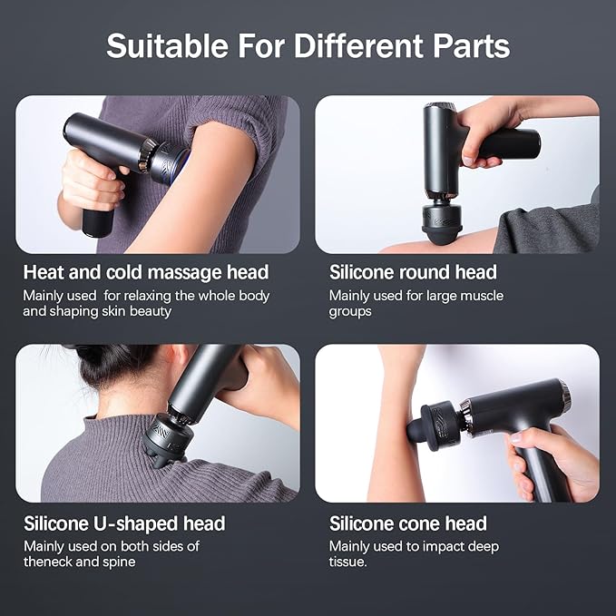 Handheld Vibrating Trigger Point Massage Tool - with Heat and Cold & Red Light - Deep Tissue Muscle Massager Gun for Full Body Pain Relief, Portable Fascial Massager -Gifts for Men & Women - Bloomnest