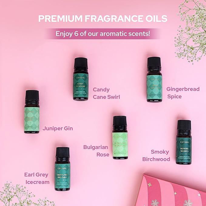 Carnatia Christmas Aroma Oil Set – 6 Cozy & Uplifting Scents for Diffusers, Relaxation & a Warm, Inviting Atmosphere | Festive Essential Oils for Home & Holiday Gifting! - Bloomnest
