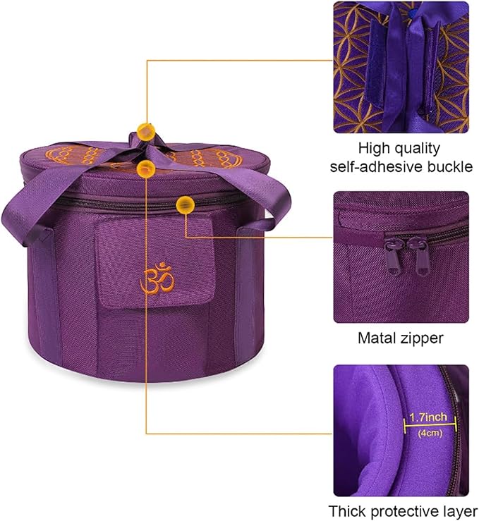 FMTY 12inch Carrying Bag for crystal singing bowl for Meditation, Yoga, Spiritual Healing travel bag for Crystal sound healing bowl… (12Inch, Purple) - Bloomnest