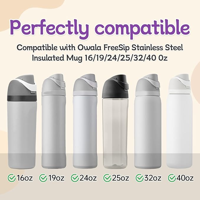 2 Sets Replacement Stopper and O Ring Gasket Compatible with Owala FreeSip 24oz 32oz,Water Bottle Lid Insert Cap Rubber Seal Parts for Owala 16/19/24/32/40oz Mouthpiece Accessories F4 Frokolla