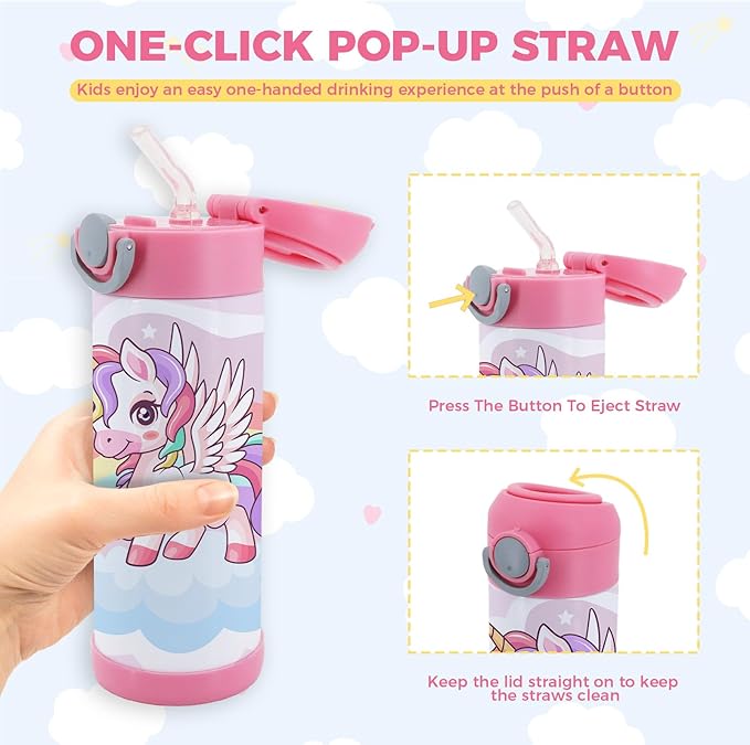 6 Pack 12 OZ Sublimation Straw Sippy Cup Spill Proof Blank Tumblers Mixed Color Stainless Steel Thermoses for Hot Drinks Double Wall Vacuum Insulated Water Bottle for School - Bloomnest