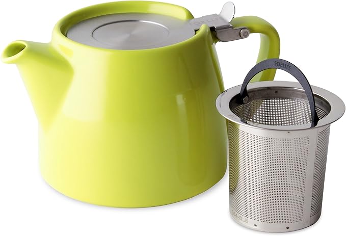 FORLIFE Stump Teapot with SLS Lid and Infuser, 18-Ounce, Lime