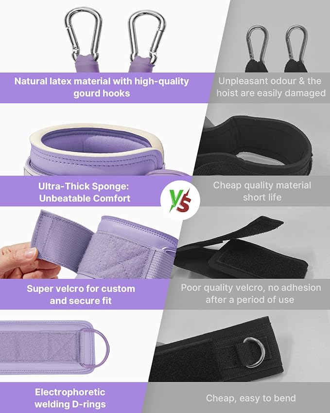 YOTTOY Ankle Resistance Bands with Cuffs, Adjustable Ankle Straps for Leg & Glute Workout, Butt Exercise Bands for Cable Machines Women, Perfect for Hip Fitness & Booty Training