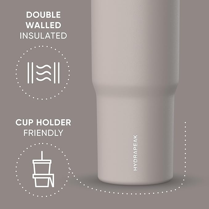 Hydrapeak Nomad 32 oz Tumbler with Handle and Straw Lid, Leakproof, Double Insulated, 32oz Cup Stainless Steel (Mocha) - Bloomnest