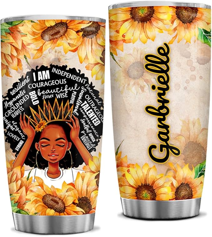 winorax Black Girl Tumbler Personalized Melanin Cup 20oz 30oz Stainless Steel Double Wall Vacuum Insulated Tumblers Coffee Travel Mug With Lid African Gifts For Women Magic Queen Girls Friends Sister - Bloomnest