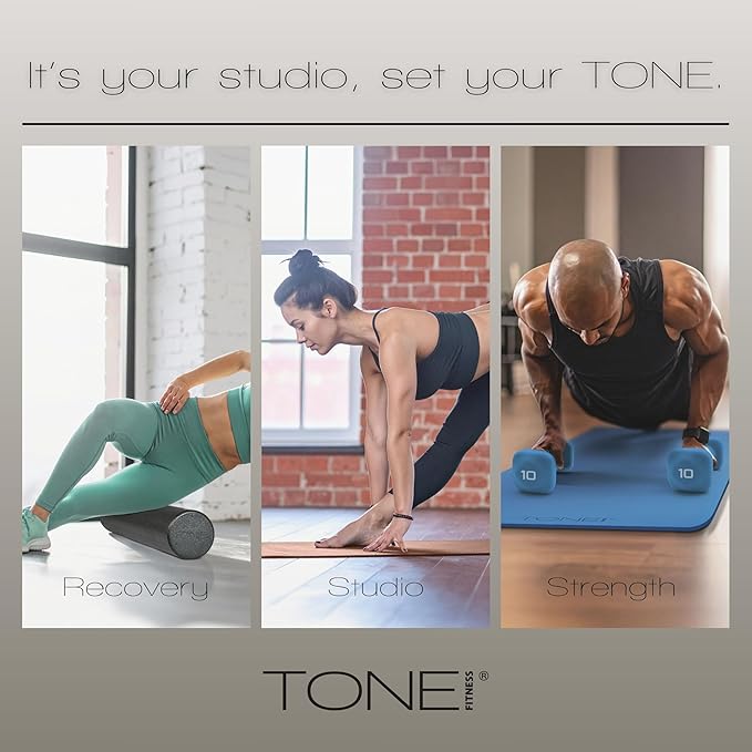 Tone Fitness High Density EPP Foam Exercise Foam Roller for Yoga, Pilates, Stretching, Massage, and Recovery | Multiple Sizes and Colors - Bloomnest