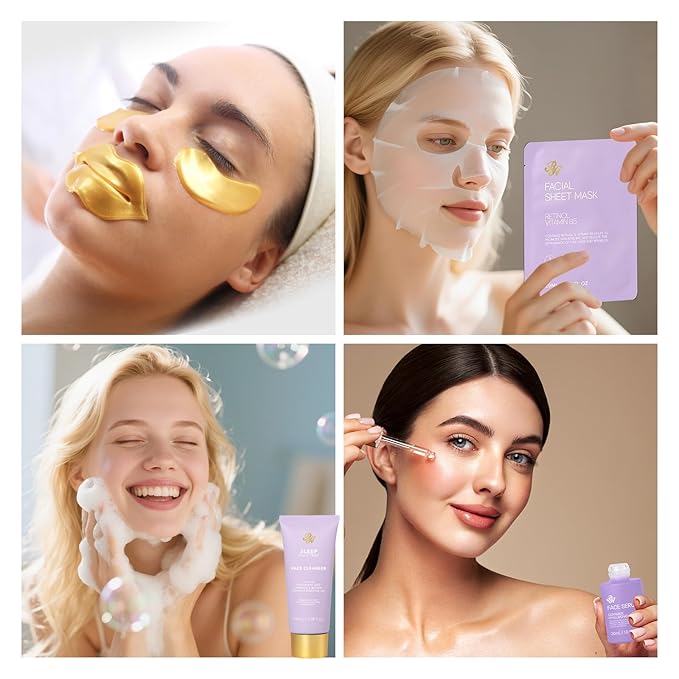 35 Pcs Valentines Day Gifts for Women, Lavender Bath and Body Gift Basket, Facial Skin Care Set, Spa Kit, Self-Care Set, Face Sheet Mask, Necklace, Birthday, Christmas, Mother Day, Anniversary - Bloomnest