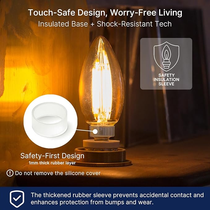 FLSNT 60W Equivalent LED Candelabra Bulbs, Dimmable LED Chandelier Bulbs, E12 Base, 550LM, 90+ High CRI, 12 Pack, 2700K Soft White UL,CA65 Listed. - Bloomnest