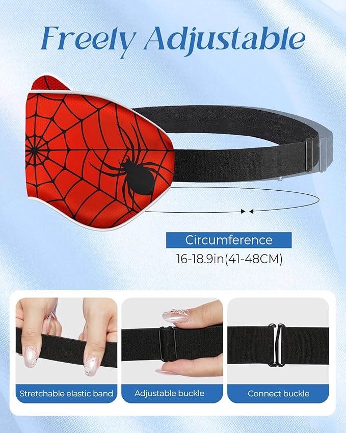 Silk Sleep Mask for Kids - Cute Cartoon Eye Cover for Boys Girls Teens With Soft Smooth Adjustable Straps, Red Zhizhu - Bloomnest