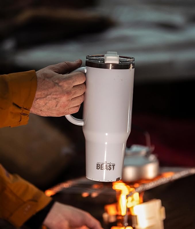 Beast 42 oz Tumbler Stainless Steel Vacuum Insulated Coffee Ice Cup Double Wall Travel Flask (Arctic White) - Bloomnest