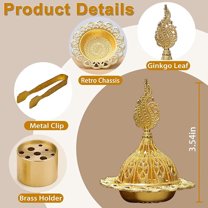 Majewel 3 in 1 Incense Holder, Vintage Incense Holders for Sticks with 9 Holes, Incense Burner Ash Catcher, Brass Incense Stick and Cone Burner for Meditation, Yoga, Home Decor (Wand)