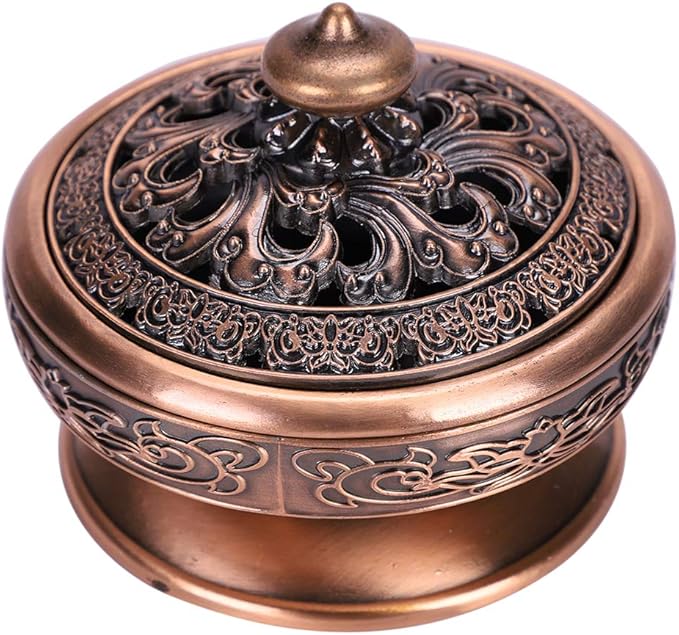Incense Burner Cone Incense Holder Censer with a Dustproof Lid Exquisite Alloy Decoration for Bedroom Kitchen Teahouse Office - Bloomnest