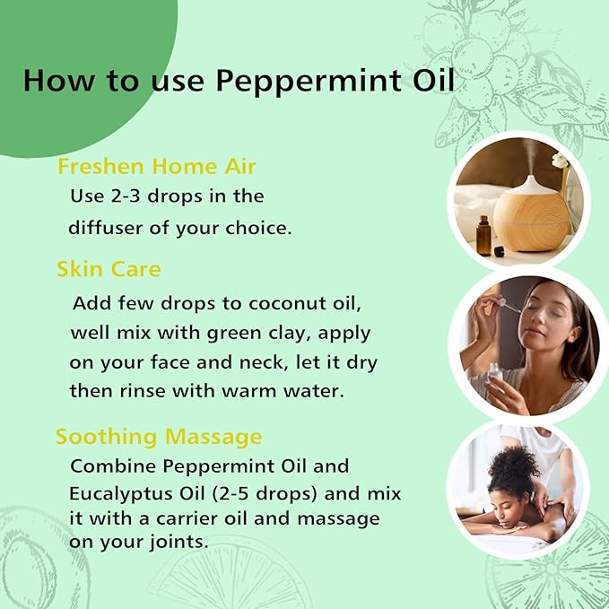 Peppermint Oil for Diffuser, Hair, Spray, Soap, Body Wash, 100% Pure Peppermint Essential Oil - 100ml - Bloomnest