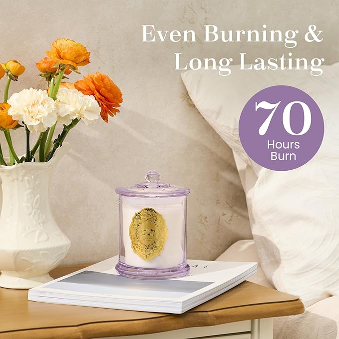 M&SENSE Lavender Vanilla Candles for Home Scented, 2 Wick 12.7oz Soy Wax Candles Non Toxic,70 Hours Long Burning,Luxury Candles Gift for Stress Relief, Meditation, Yoga - Bloomnest
